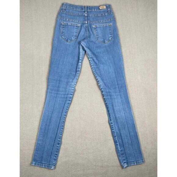 Judy Blue Women's size 5 Blue Keeley Jeans High Rise Button Fly Skinny Raw Hem - Picture 2 of 12